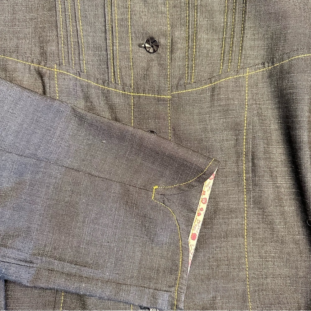 Vintage 1940s 1950s Button Down Denim Vibe Chambray Dress Size Large - Picture 5 of 7